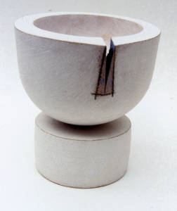 Pedestal bowl. Press moulded and thrown and turned ironstone. 1987.